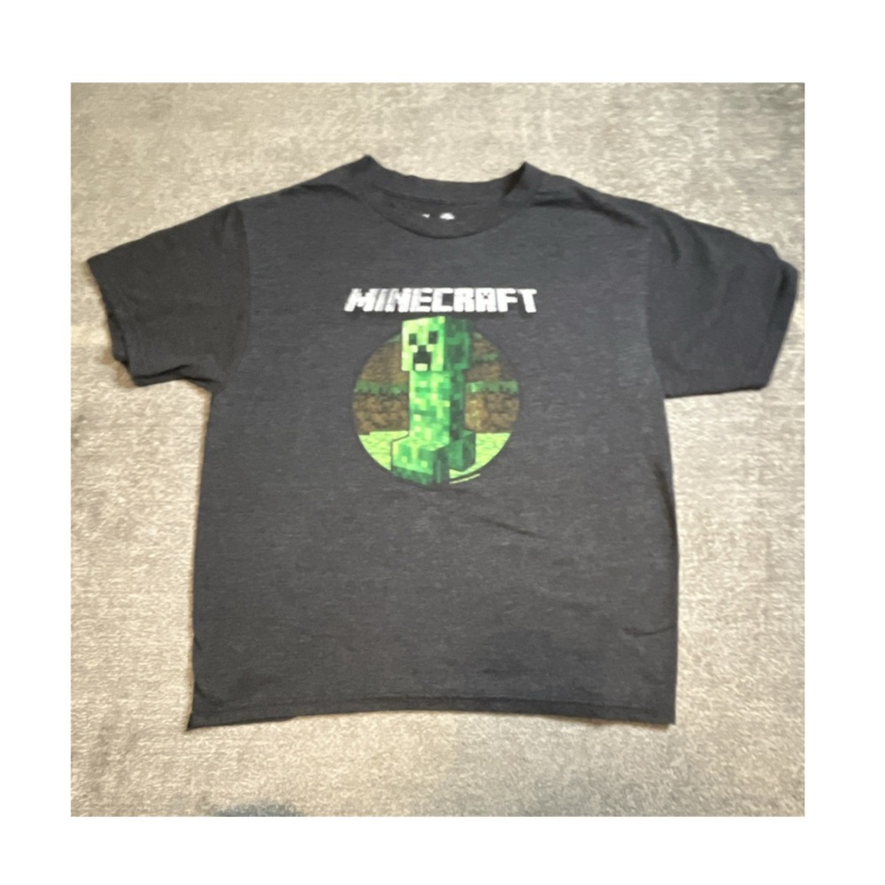Mojang Jinx Minecraft Creeper Boys T-Shirt Dark Gray Size 14-16 Short Sleeve